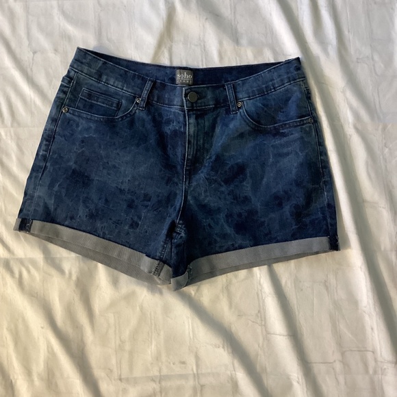 DENIM TIE DYE SHORTS  ( Size: 10) NWOT  ( Color: Dark  Blue/ Tie Dye) - Picture 1 of 6
